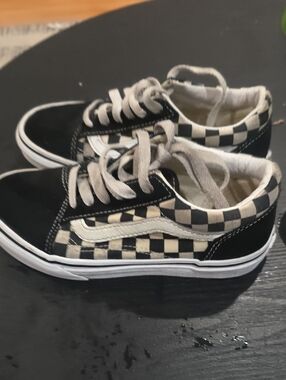 Vans Kids Black and White Checkerboard Low-Top Sneakers